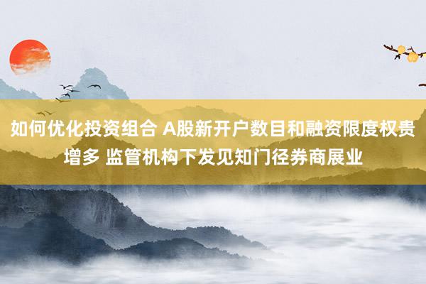 如何优化投资组合 A股新开户数目和融资限度权贵增多 监管机构下发见知门径券商展业