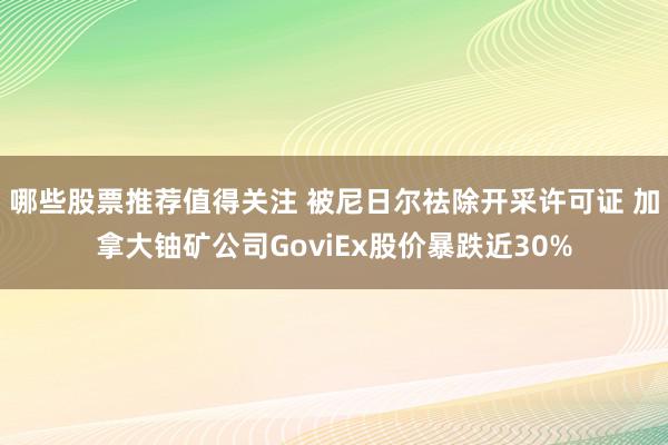 哪些股票推荐值得关注 被尼日尔祛除开采许可证 加拿大铀矿公司GoviEx股价暴跌近30%