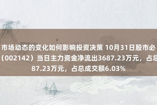 市场动态的变化如何影响投资决策 10月31日股市必读：宁波银行（002142）当日主力资金净流出3687.23万元，占总成交额6.03%