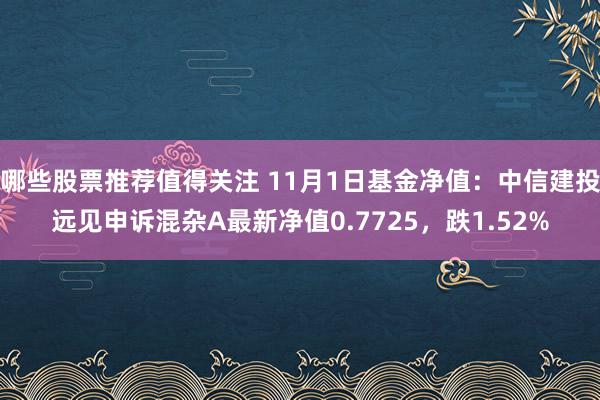 哪些股票推荐值得关注 11月1日基金净值：中信建投远见申诉混杂A最新净值0.7725，跌1.52%