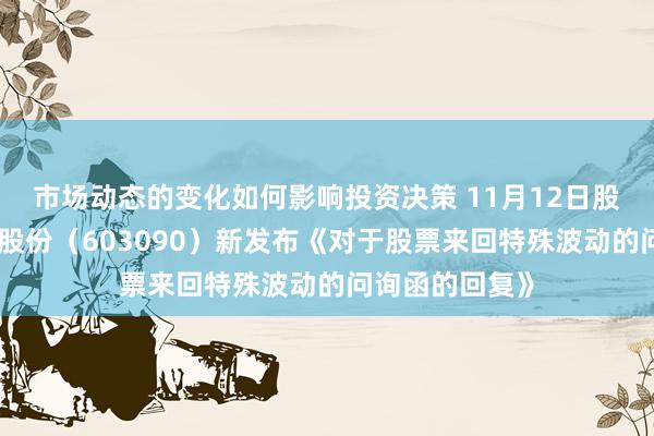 市场动态的变化如何影响投资决策 11月12日股市必读：宏盛股份（603090）新发布《对于股票来回特殊波动的问询函的回复》