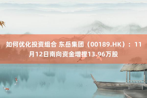 如何优化投资组合 东岳集团（00189.HK）：11月12日南向资金增捏13.96万股