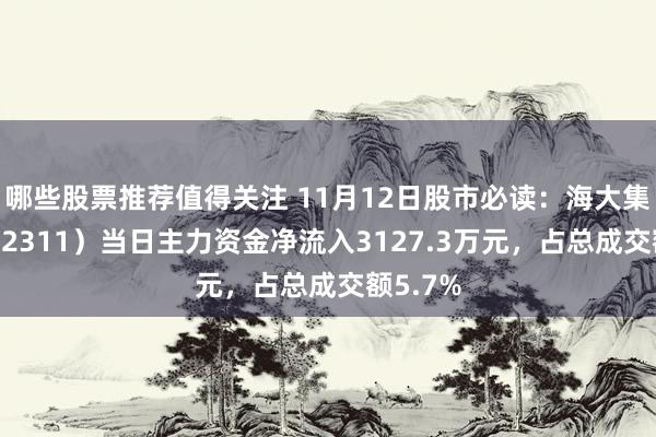 哪些股票推荐值得关注 11月12日股市必读：海大集团（002311）当日主力资金净流入3127.3万元，占总成交额5.7%