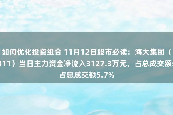 如何优化投资组合 11月12日股市必读：海大集团（002311）当日主力资金净流入3127.3万元，占总成交额5.7%