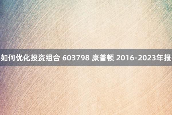 如何优化投资组合 603798 康普顿 2016-2023年报