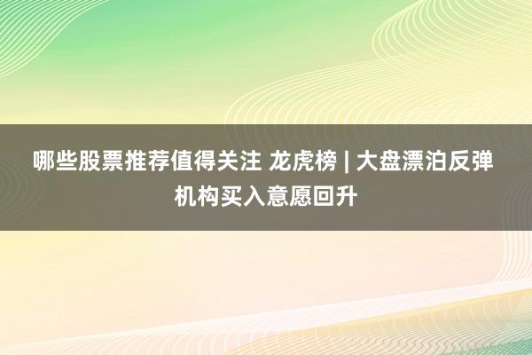 哪些股票推荐值得关注 龙虎榜 | 大盘漂泊反弹 机构买入意愿回升