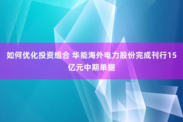 如何优化投资组合 华能海外电力股份完成刊行15亿元中期单据