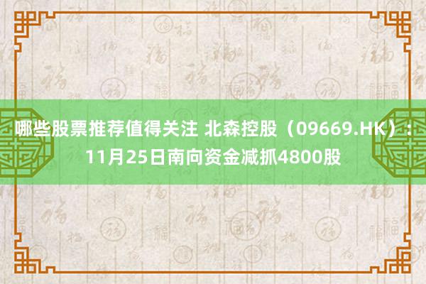 哪些股票推荐值得关注 北森控股（09669.HK）：11月25日南向资金减抓4800股