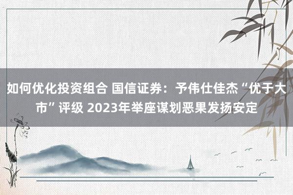 如何优化投资组合 国信证券：予伟仕佳杰“优于大市”评级 2023年举座谋划恶果发扬安定