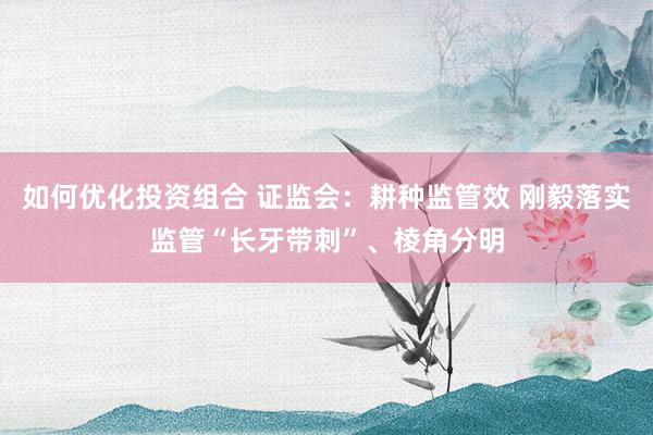 如何优化投资组合 证监会：耕种监管效 刚毅落实监管“长牙带刺”、棱角分明