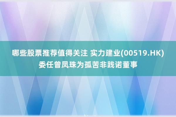 哪些股票推荐值得关注 实力建业(00519.HK)委任曾凤珠为孤苦非践诺董事