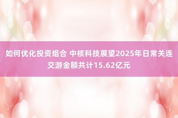 如何优化投资组合 中核科技展望2025年日常关连交游金额共计15.62亿元