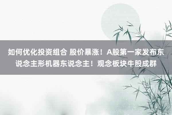 如何优化投资组合 股价暴涨！A股第一家发布东说念主形机器东说念主！观念板块牛股成群