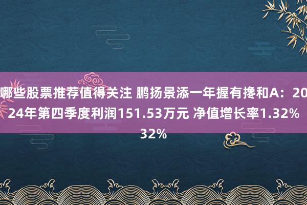 哪些股票推荐值得关注 鹏扬景添一年握有搀和A：2024年第四季度利润151.53万元 净值增长率1.32%