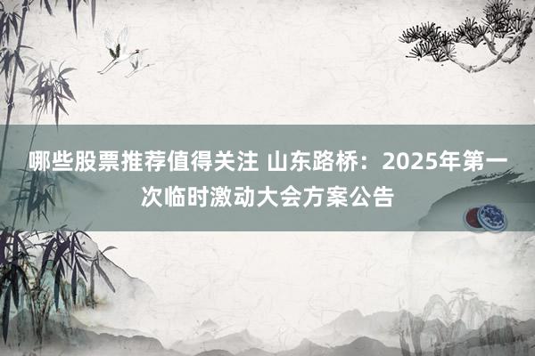 哪些股票推荐值得关注 山东路桥：2025年第一次临时激动大会方案公告