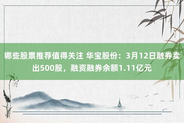 哪些股票推荐值得关注 华宝股份：3月12日融券卖出500股，融资融券余额1.11亿元