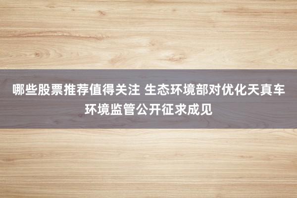 哪些股票推荐值得关注 生态环境部对优化天真车环境监管公开征求成见